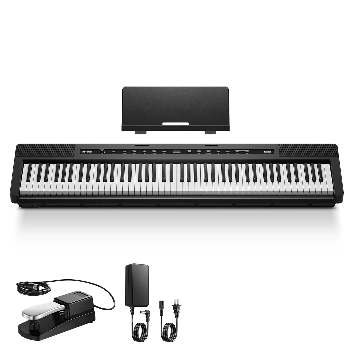 S-200 Beginner Keyboard Piano - 88 Key Full-Size Weighted Digital Piano, Portable Electric Piano with Sustain Pedal, Power Supply, Dual Headphone Jack, USB-MIDI, and MP3 Player,Black