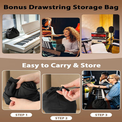 88 Keys Piano Keyboard Dust Cover, Stretchy Protective Keyboard Cover with Elastic Cord Locking Clasp, Universal Fit for All 88 Keys Digital Electronic Pianos, Must Have Piano Accessories