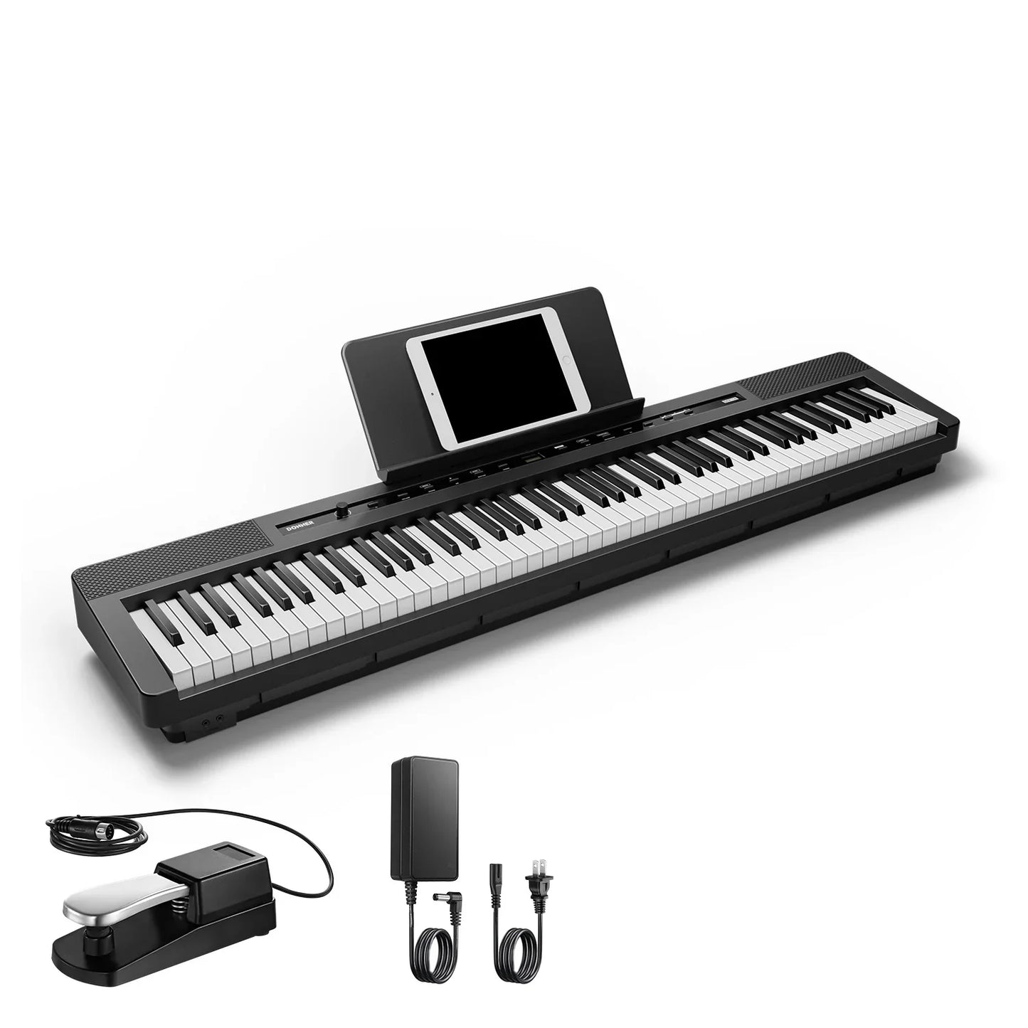S-200 Beginner Keyboard Piano - 88 Key Full-Size Weighted Digital Piano, Portable Electric Piano with Sustain Pedal, Power Supply, Dual Headphone Jack, USB-MIDI, and MP3 Player,Black
