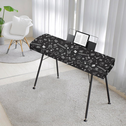 Piano Keyboard Dust Cover - Dirt Proof Stretchy Digital Piano Cover with Music Stand Opening(61Keys，Music Symbols)
