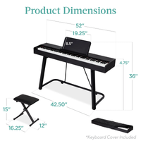 Digital Piano Set Designed for All Skill Levels, 88 Weighted Keys, 140 Timbres, Complete Stand & Stool