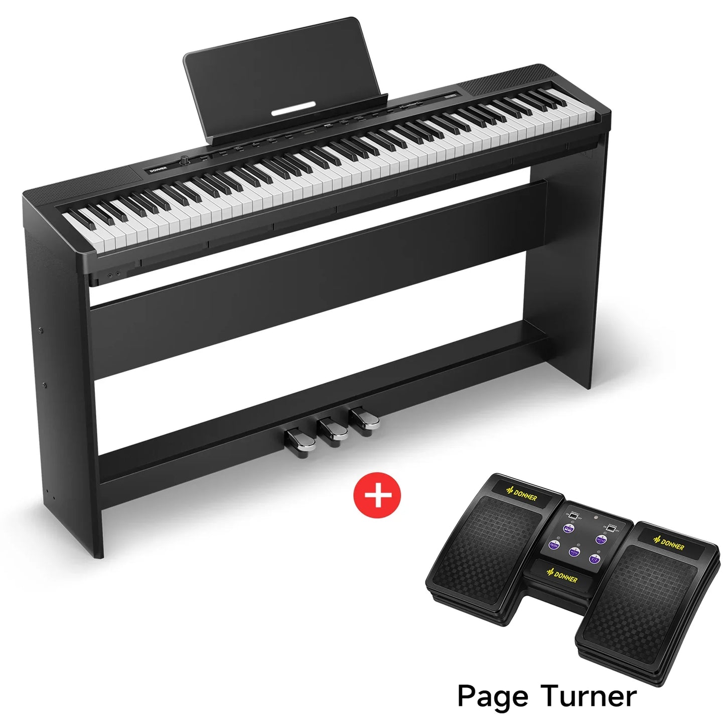 S-200 Beginner Keyboard Piano - 88 Key Full-Size Weighted Digital Piano, Portable Electric Piano with Sustain Pedal, Power Supply, Dual Headphone Jack, USB-MIDI, and MP3 Player,Black