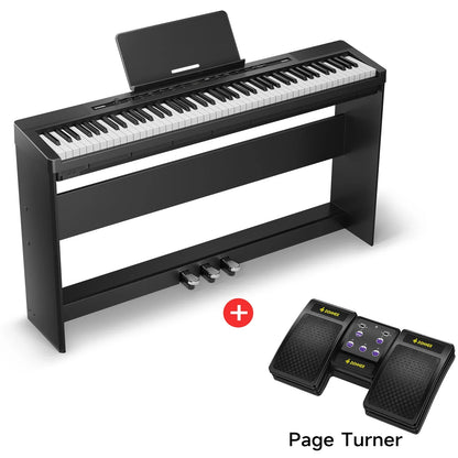 S-200 Beginner Keyboard Piano - 88 Key Full-Size Weighted Digital Piano, Portable Electric Piano with Sustain Pedal, Power Supply, Dual Headphone Jack, USB-MIDI, and MP3 Player,Black