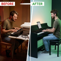 88-Key Weighted Full Size Digital Piano Set W/ U-Stand, 3 Sustain Pedal Unit, Stool, Cover — Before & After