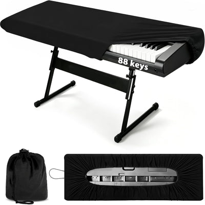 88 Keys Piano Keyboard Dust Cover, Stretchy Protective Keyboard Cover with Elastic Cord Locking Clasp, Universal Fit for All 88 Keys Digital Electronic Pianos, Must Have Piano Accessories