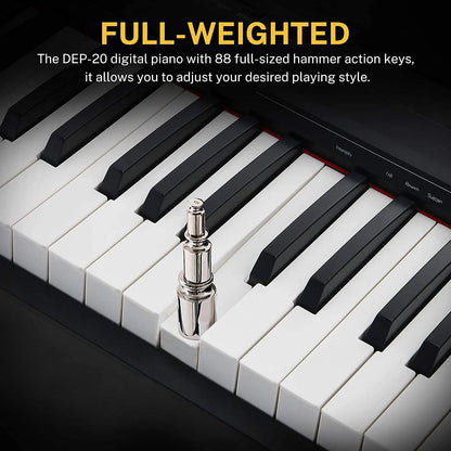 DEP-20 Beginner Digital Piano 88 Keys Full Size Weighted Keyboard, Portable Electric Piano